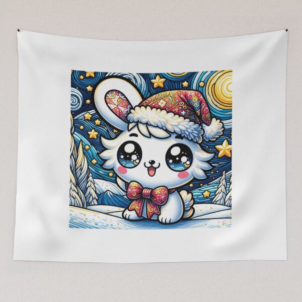 Item preview, Van Gogh Starry Night Style Kawaii Cute Cat For Christmas designed and sold by CandyDroidMerch.
