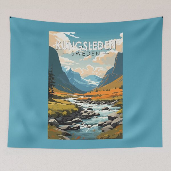 Item preview, Kungsleden Sweden Travel Art Vintage designed and sold by KrisSidDesigns.