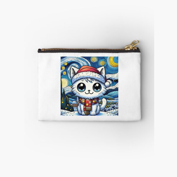 Item preview, Van Gogh Starry Night Style Kawaii Cute Cat For Christmas designed and sold by CandyDroidMerch.
