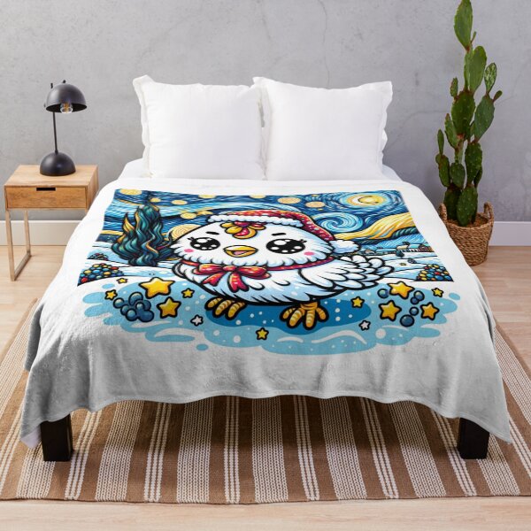 Item preview, Van Gogh Starry Night Style Kawaii Chicken Cat For Christmas designed and sold by CandyDroidMerch.