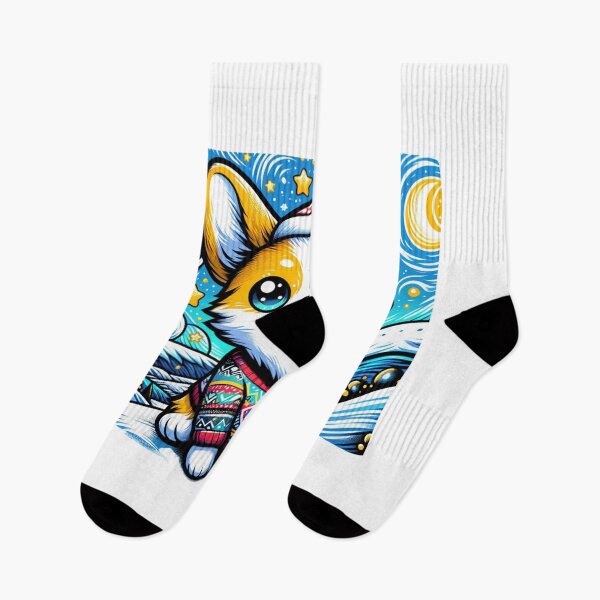 Item preview, Van Gogh Starry Night Style Kawaii Corgi For Christmas designed and sold by CandyDroidMerch.