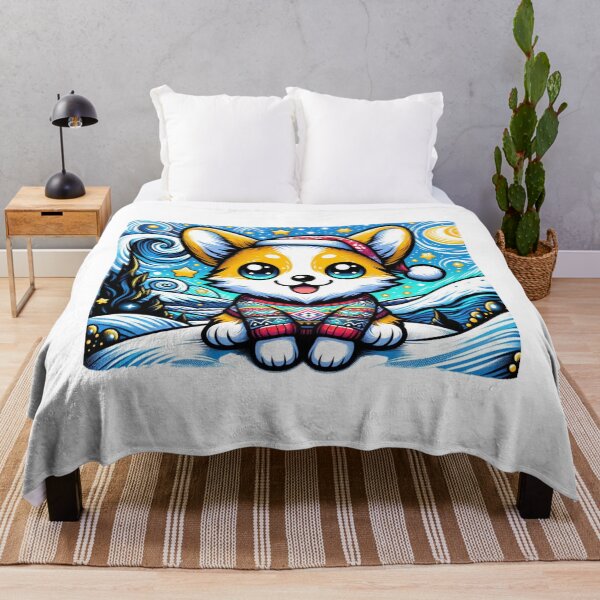 Item preview, Van Gogh Starry Night Style Kawaii Corgi For Christmas designed and sold by CandyDroidMerch.