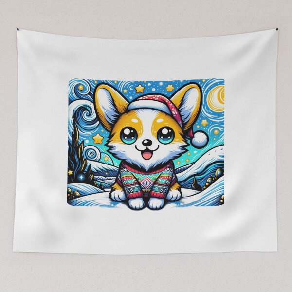Item preview, Van Gogh Starry Night Style Kawaii Corgi For Christmas designed and sold by CandyDroidMerch.