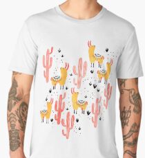Yellow Llamas Red Cacti Men's Premium T-Shirt
