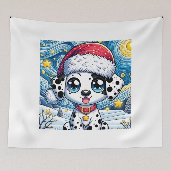 Item preview, Van Gogh Starry Night Style Kawaii Dalmatian For Christmas designed and sold by CandyDroidMerch.
