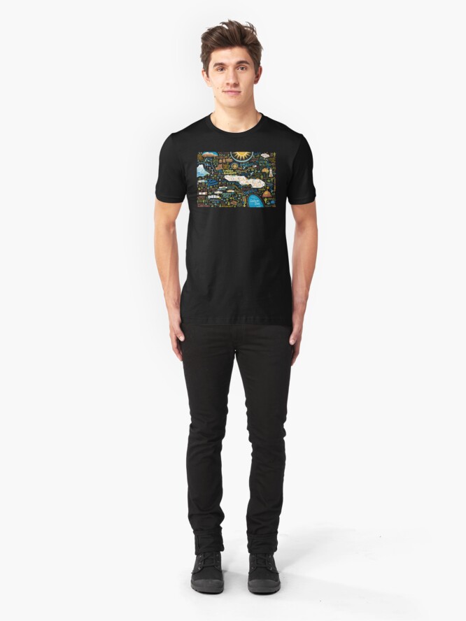 Alternate view of Coachella Valley Illustrated Map - Palm Springs, Joshua Tree Slim Fit T-Shirt