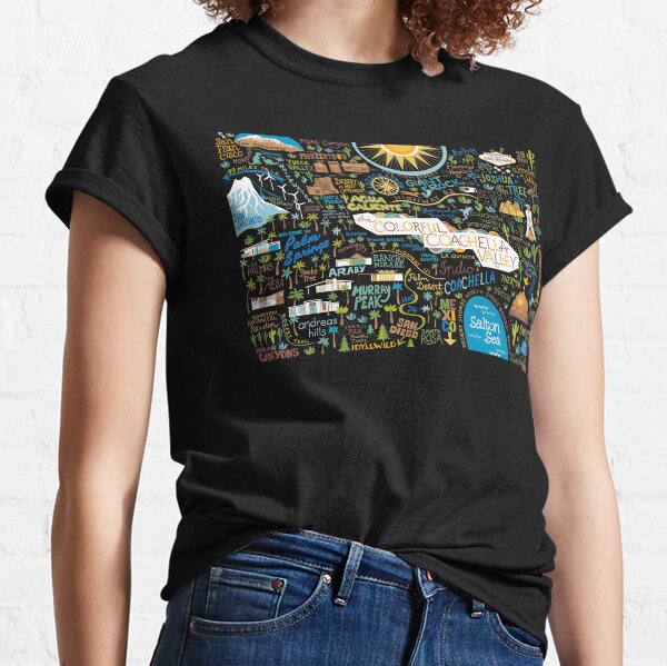 Coachella Valley Illustrated Map - Palm Springs, Joshua Tree Classic T-Shirt