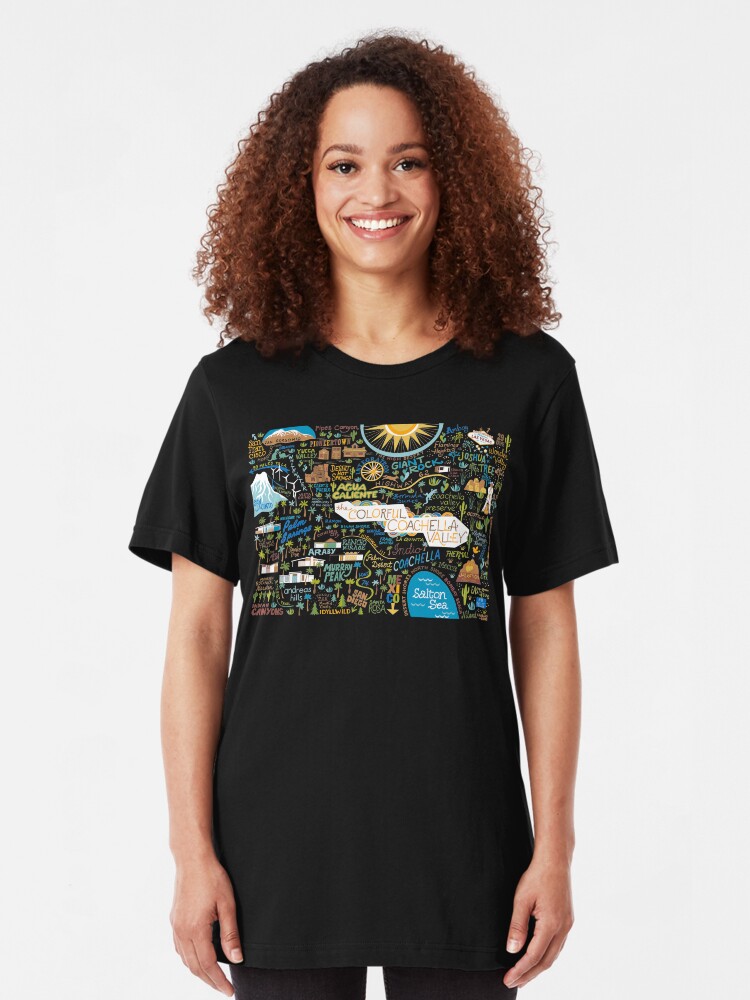 Alternate view of Coachella Valley Illustrated Map - Palm Springs, Joshua Tree Slim Fit T-Shirt