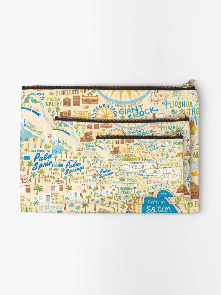Alternate view of Coachella Valley Illustrated Map - Palm Springs, Joshua Tree Zipper Pouch