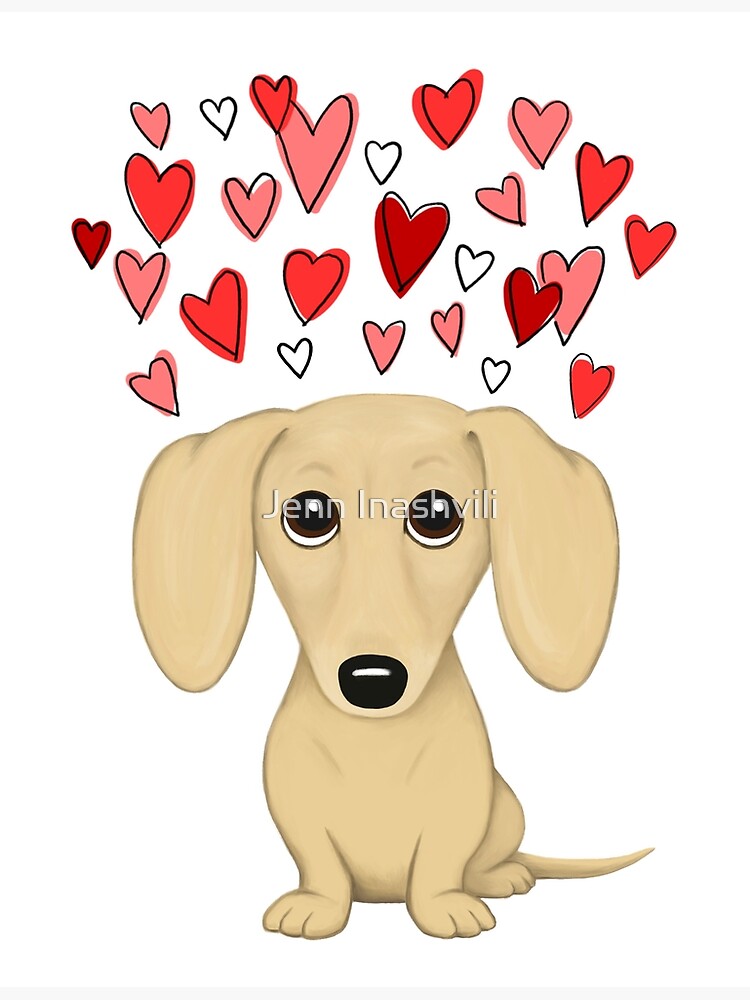 Dachsund and Hearts Duvet - White Dachsund and Hearts Duvet - White