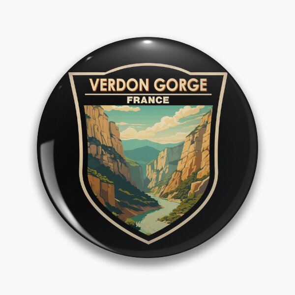 Item preview, Verdon Gorge France Travel Art Badge designed and sold by KrisSidDesigns.