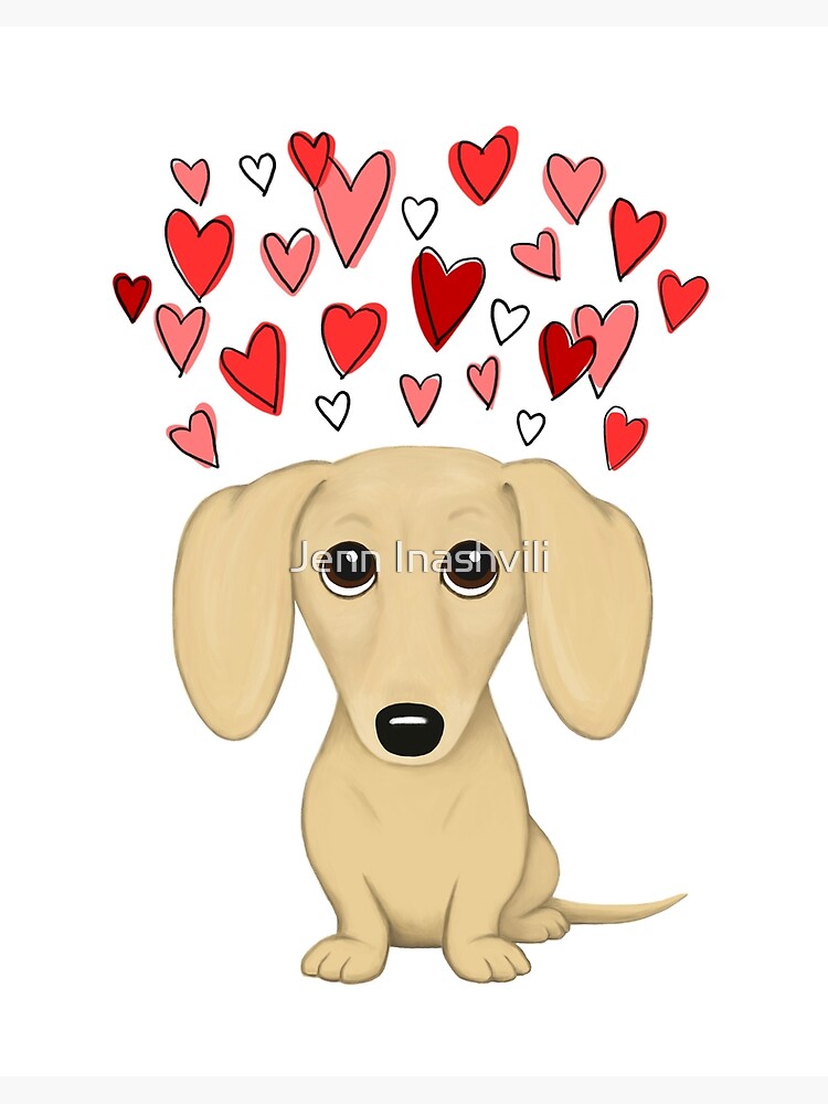 Dachsund and Hearts Duvet - White Dachsund and Hearts Duvet - White