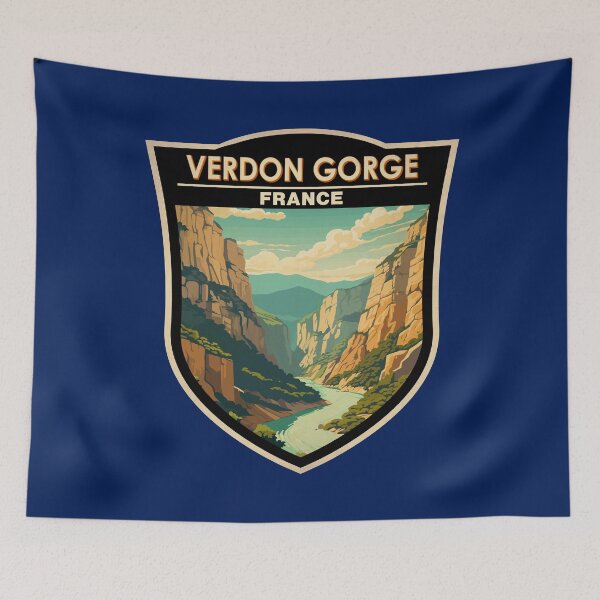 Item preview, Verdon Gorge France Travel Art Badge designed and sold by KrisSidDesigns.