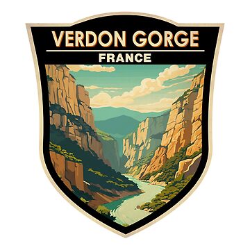 Artwork thumbnail, Verdon Gorge France Travel Art Badge by KrisSidDesigns