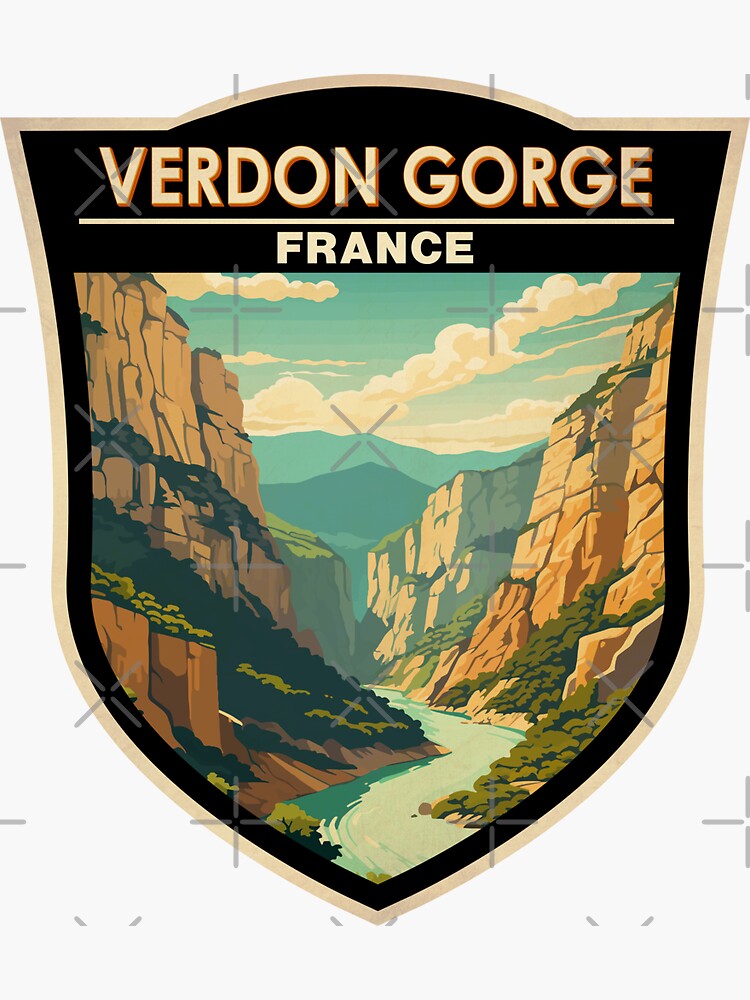 Thumbnail 3 of 3, Sticker, Verdon Gorge France Travel Art Badge designed and sold by KrisSidDesigns.