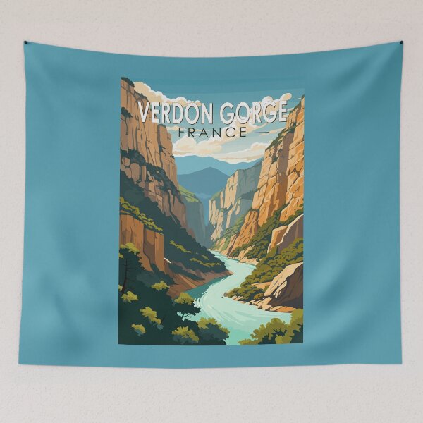 Item preview, Verdon Gorge France Travel Art Vintage designed and sold by KrisSidDesigns.