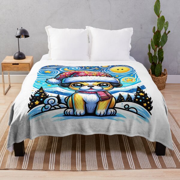 Item preview, Van Gogh Starry Night Style Kawaii Dog For Christmas designed and sold by CandyDroidMerch.