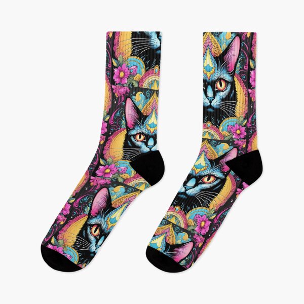Item preview, aesthetic black cat colorful designed and sold by Catophile.