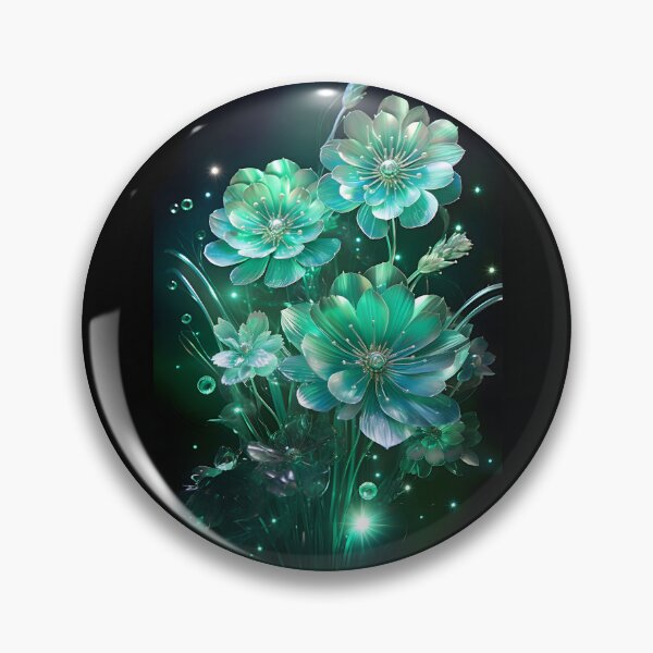 Item preview, Holographic neon emerald flowers designed and sold by AI-Only Creations.