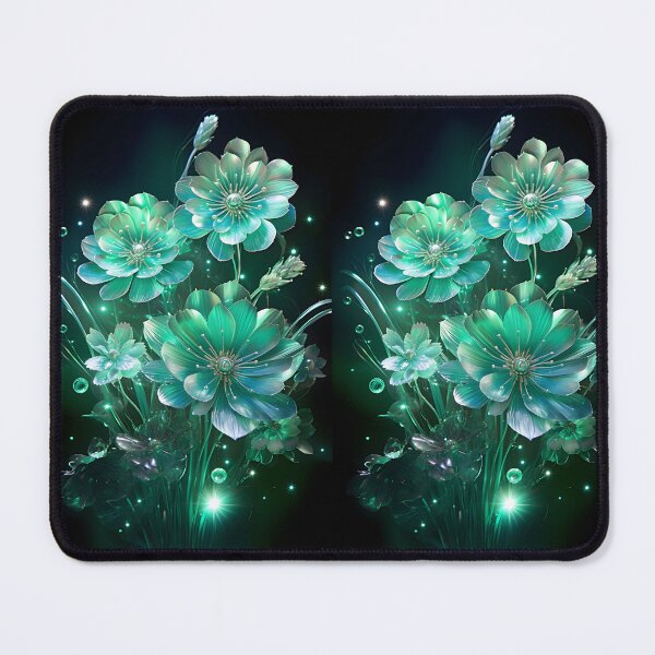Item preview, Holographic neon emerald flowers designed and sold by AI-Only Creations.