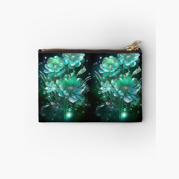 Item preview, Holographic neon emerald flowers designed and sold by AI-Only Creations.