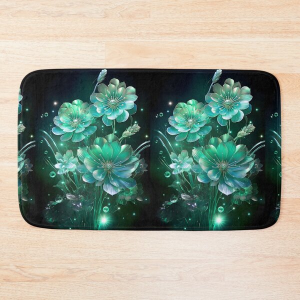 Item preview, Holographic neon emerald flowers designed and sold by AI-Only Creations.
