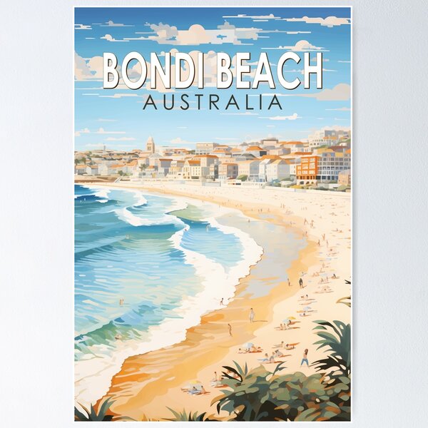 Item preview, Bondi Beach Australia Travel Art Vintage designed and sold by KrisSidDesigns.