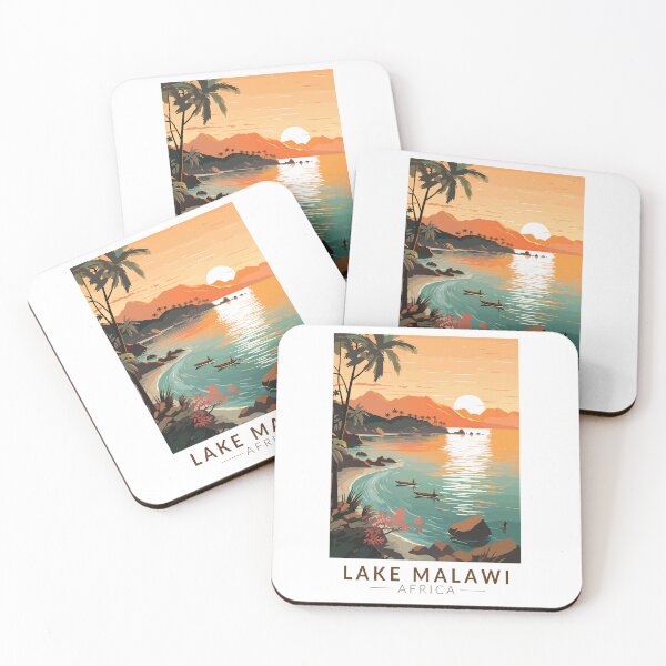 Item preview, Lake Malawi Africa Sunset Travel Art Vintage designed and sold by KrisSidDesigns.