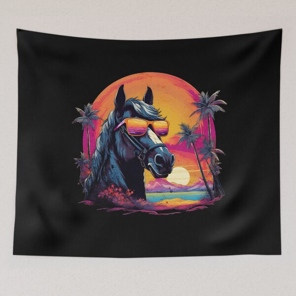 Item preview, Retro Wave Friesian Horse designed and sold by RedDesignSyc.