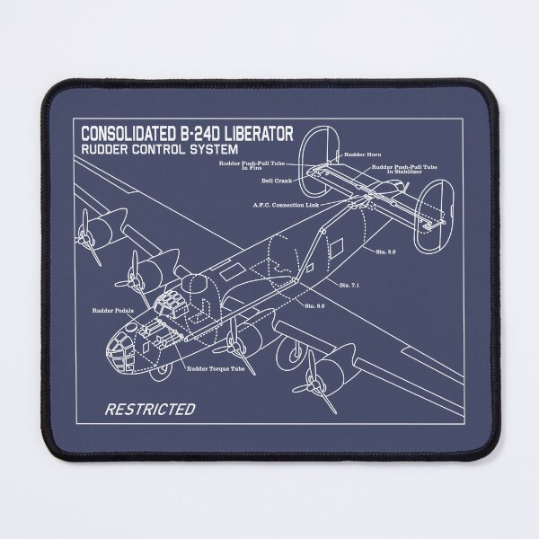 Item preview, Consolidated B-24 Liberator WW2 Plane Rudder Controls Blueprint Diagram designed and sold by MilitaryMart.