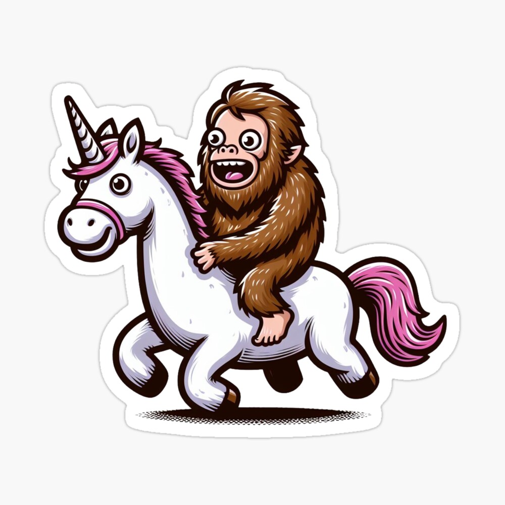Bigfoot Riding A Unicorn Poster