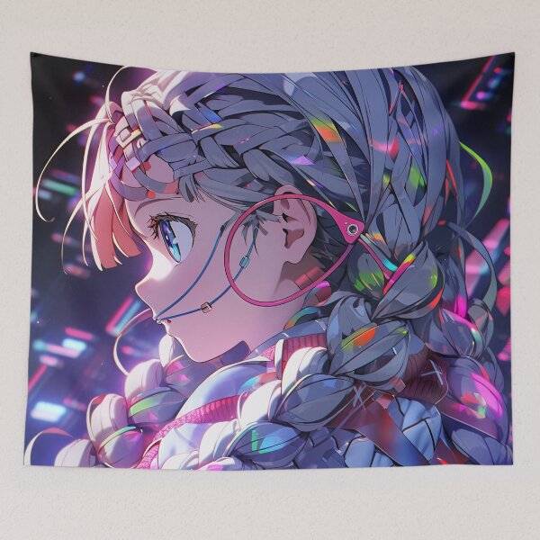 Item preview, Futuristic Cyber Braids Anime Girl designed and sold by bubblegoth.
