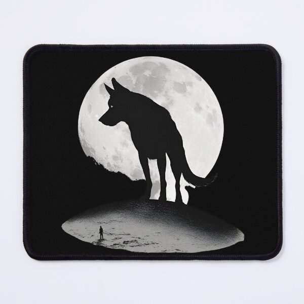 Item preview, Great Wolf on Moon Monochrome Noir Dog Dad Gift designed and sold by Golden-Heaven.