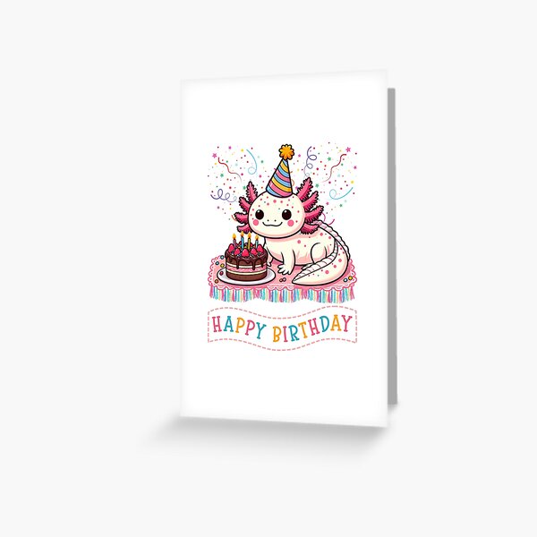 Item preview, Axolotl Birthday - Happy Birthday Axolotl  designed and sold by JessArty ⭐⭐⭐⭐⭐.