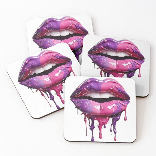 Item preview, Purple and pink puckered lips drippy kiss designed and sold by eajob.