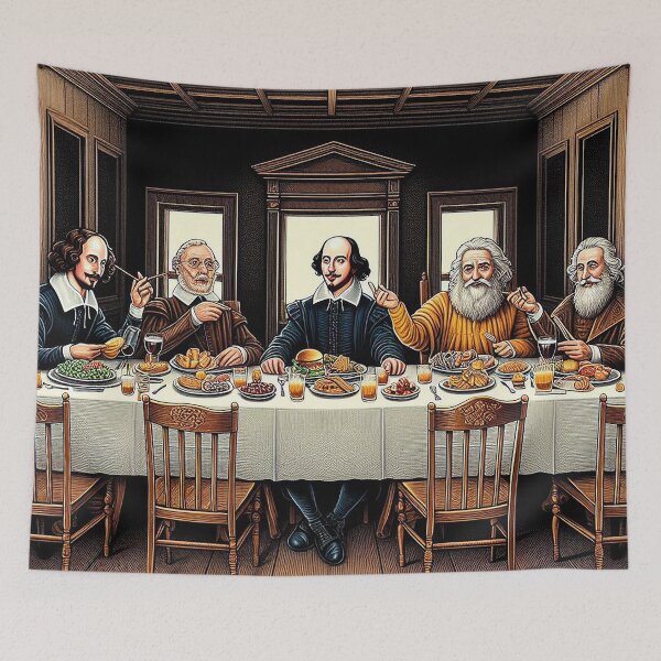 Item preview, Geniuses United: Shakespeare, Einstein, da Vinci and Marie Curie Share a Feast Table designed and sold by autrouvetout.