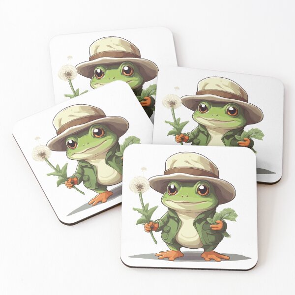 Item preview, Cute cartoon frog holding a dandelion designed and sold by twisted-dot.