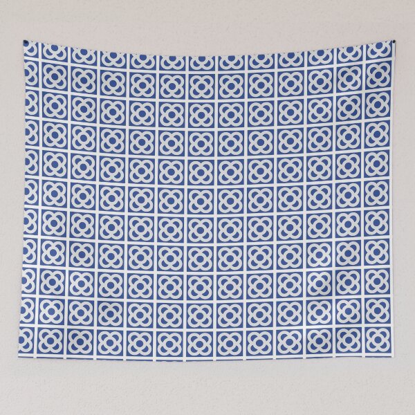 Item preview, Flower Tiles - Minimalist Retro Style - Dark blue designed and sold by TalBright.
