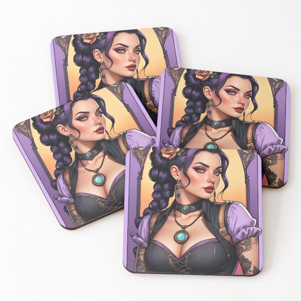 Item preview, Bohemian Purple Haired Woman retro vintage floral design designed and sold by BorgSpareParts.