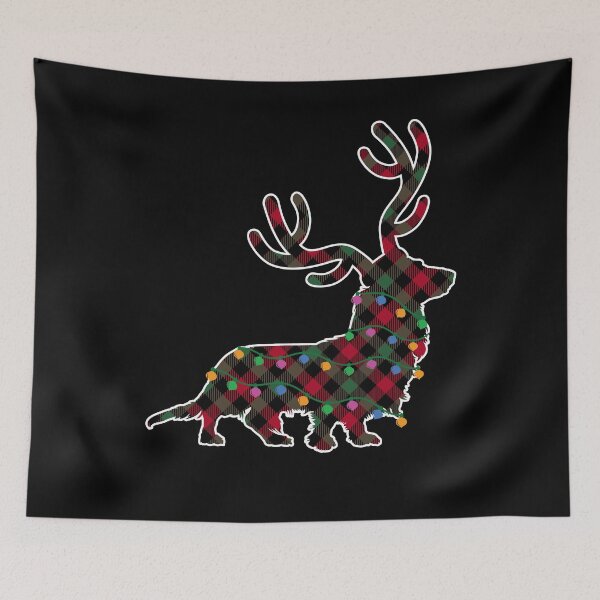 Item preview, Long Haired Dachshund Red and Green Plaid Christmas Lights designed and sold by Hic21.