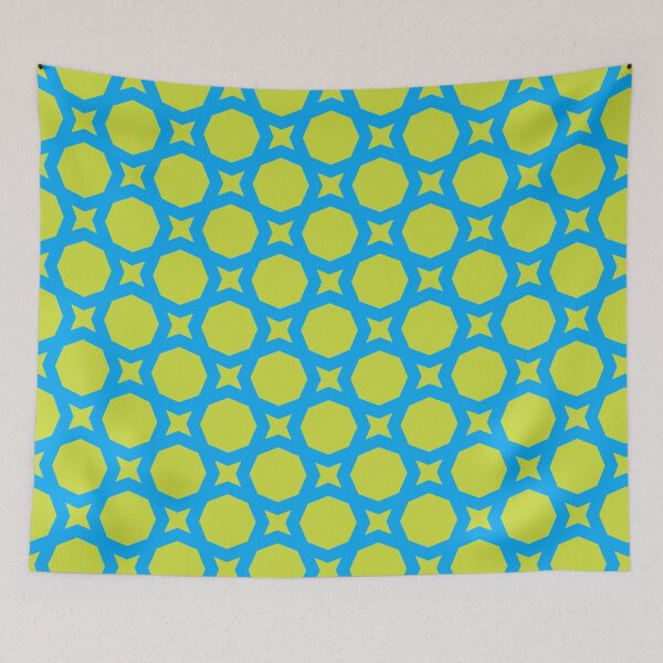 Item preview, Blue Green Angle Rectangle Star Memphis Exciting 1980s Pop Art Citrus Tropical Sea Summer Pattern designed and sold by PenguinForests.