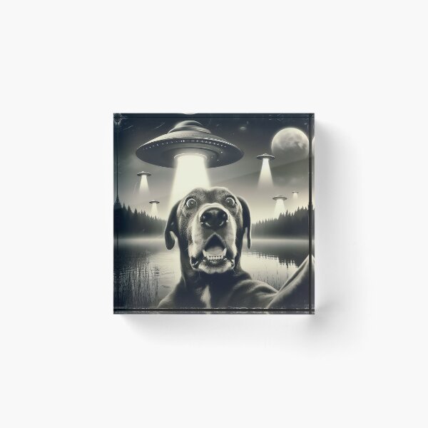 Item preview, Dog selfie with UFO designed and sold by TomFrontierArt.