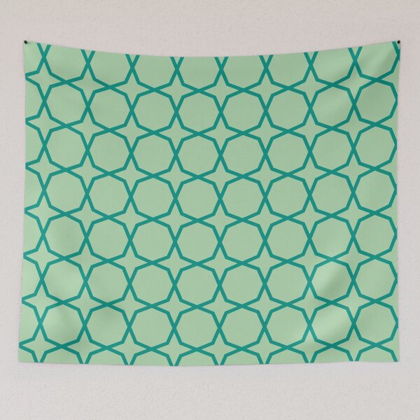 Item preview, Green Deep Teal Square Circle Triangles Mid-Century Modern Art Deco Refreshing Zen Spa Pattern designed and sold by PenguinForests.