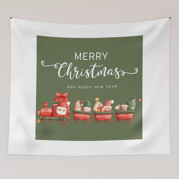 Item preview, Merry Christmas & Happy New Year Train! (Red and Green) designed and sold by TidyKitchenInc.