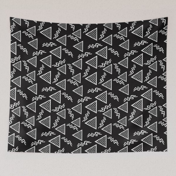 Item preview, Funky Vintage Memphis Style Design with Triangles, Squiggles In Black and White designed and sold by LaRoach Digital Arts.
