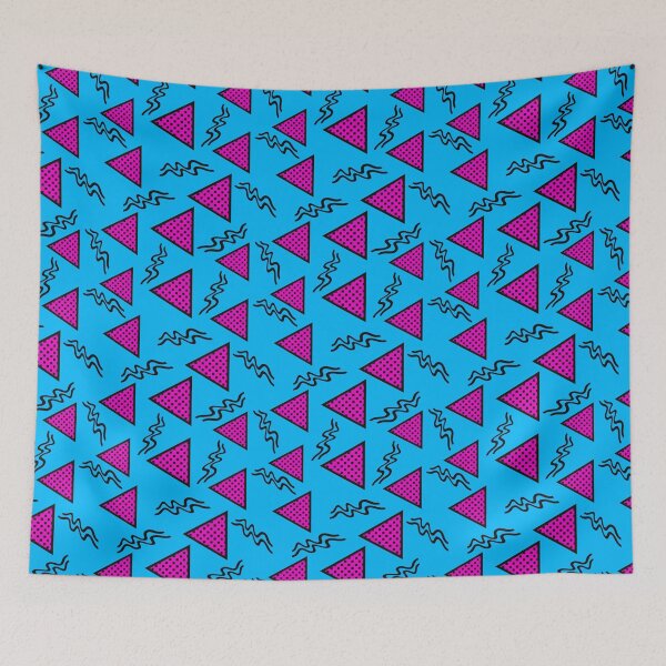 Item preview, Funky Vintage Memphis Style Design with Triangles, Squiggles In Blue and Pink designed and sold by LaRoach Digital Arts.
