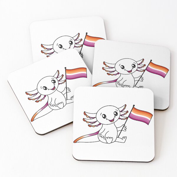 Item preview, Cute Axolotl with Lesbian Pride Flag LGBTQ+ designed and sold by JoyfulJen.