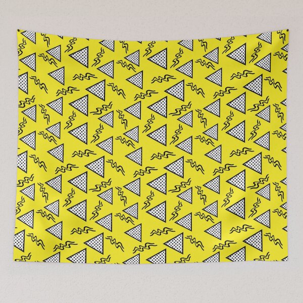 Item preview, Funky Vintage Memphis Style Design with Triangles, Squiggles In Yellow and Black designed and sold by LaRoach Digital Arts.