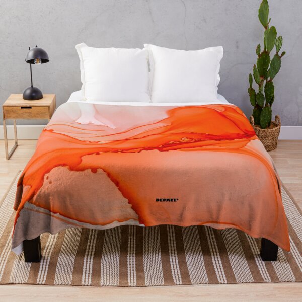 Orange Ink-wash Painting by dePace' Throw Blanket