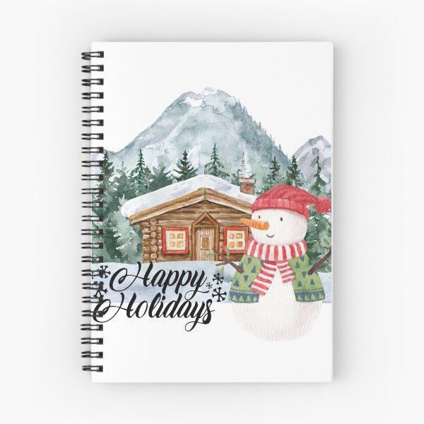 Item preview, Happy Holidays Snowman Outside Cabin! designed and sold by TidyKitchenInc.